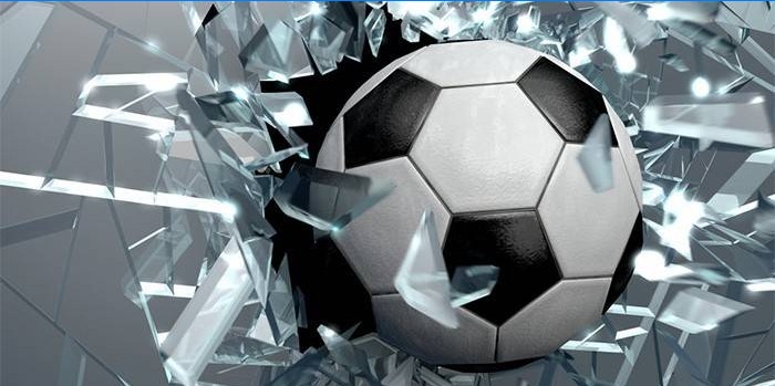 Il pallone da calcio rompe il vetro