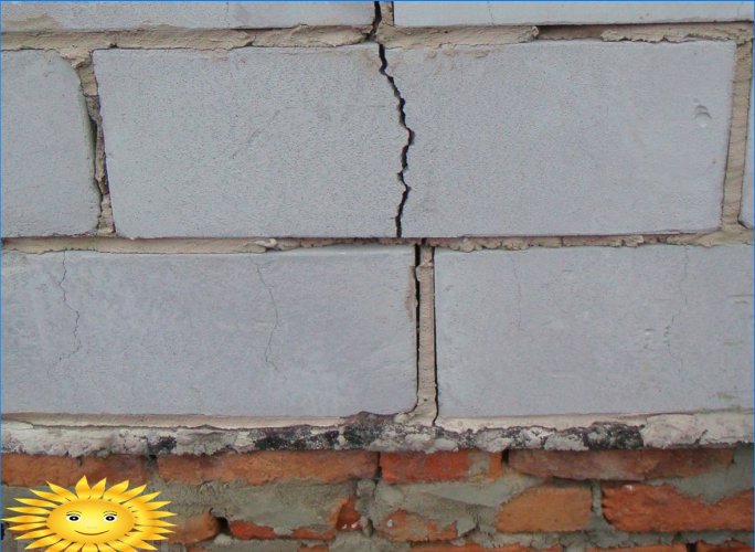 Crepe nel muro di cemento cellulare: cause e metodi di lotta