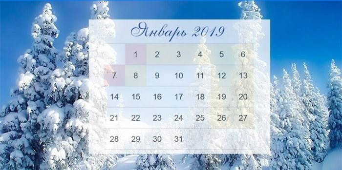 Calendario di gennaio