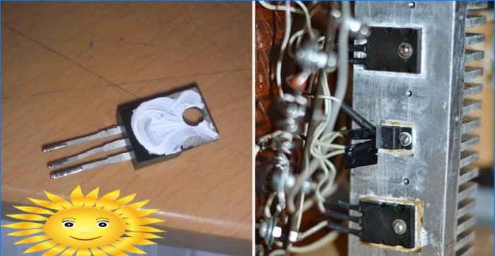 Montaggio del transistor sul radiatore