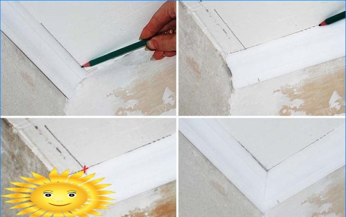 Tagliare lo zoccolo del soffitto usando i segni