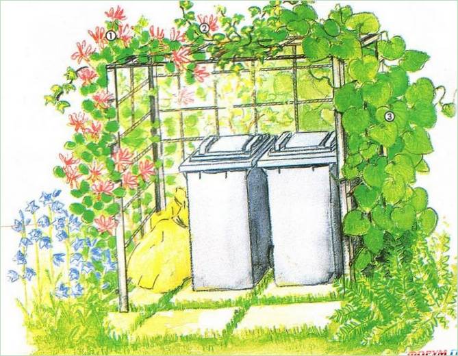 Decorazione di un'area di raccolta dei rifiuti