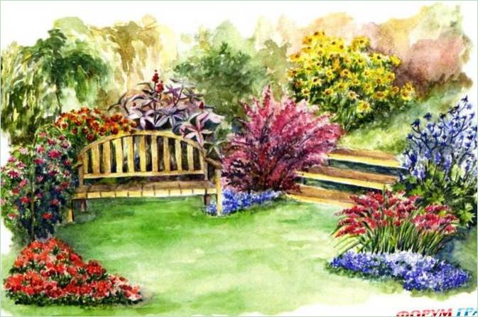 Decorazione della panchina da giardino
