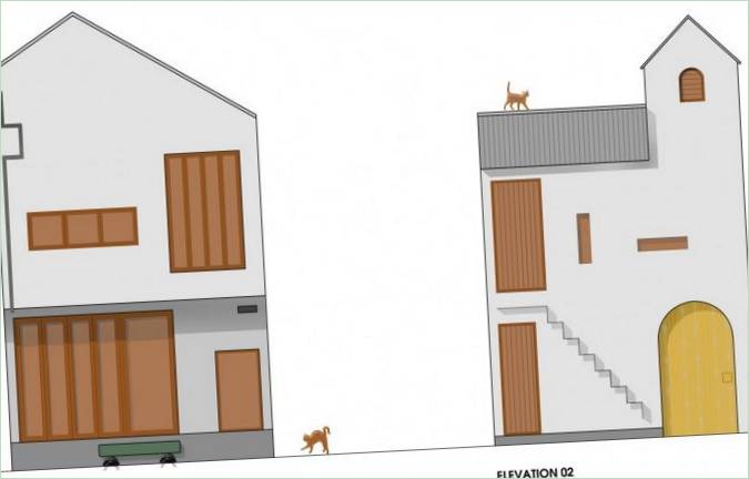 Disegno dell'esterno di una residenza privata ad Hanoi