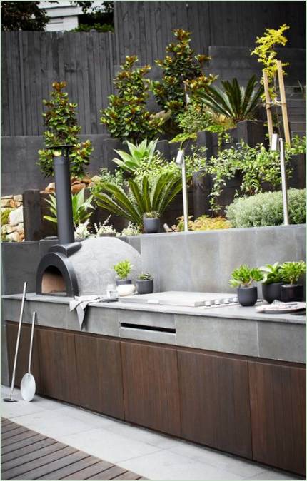 Idea per una zona barbecue in grigio