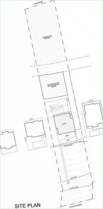 Progetto di casa sulla spiaggia degli Hamptons Disegno di Aamodt Plumb Architects, East Quogue, USA