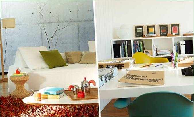 Collage di foto di interior design per la camera da letto e l'ufficio di casa