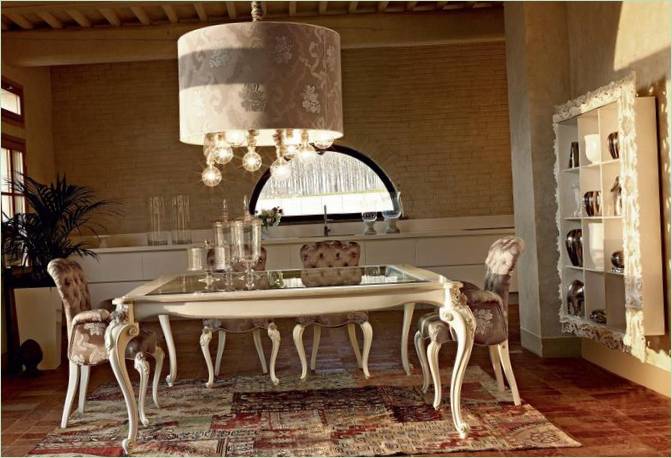 Design degli interni di una sala da pranzo in una casa di campagna