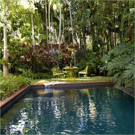 Una grande piscina per la casa tra gli alberi Una grande piscina per la casa tra gli alberi