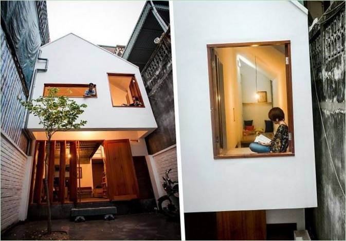 Un collage di foto dell'esterno di una residenza privata ad Hanoi