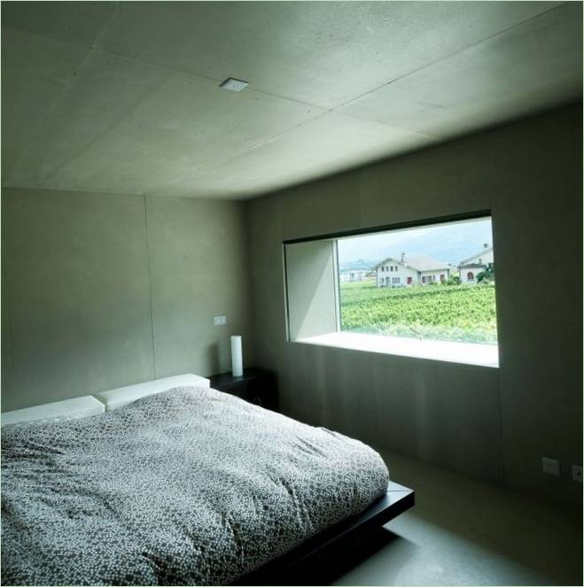 Camera da letto della casa di campagna Hermanier in Svizzera