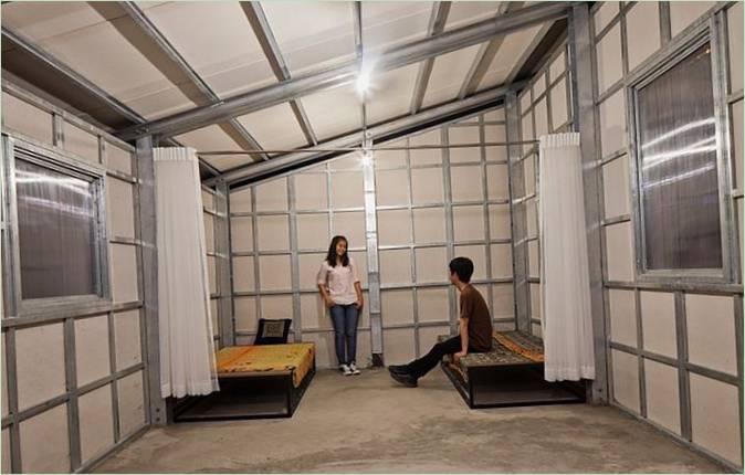 La cabina del telaio dall'interno