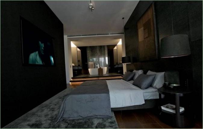 La camera da letto della T House