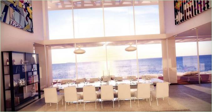 Sala da pranzo con vista panoramica sul Mediterraneo