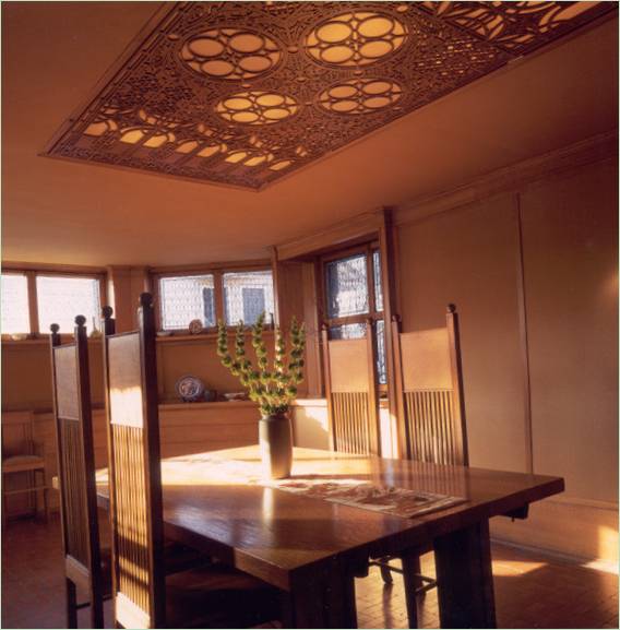 Interno di una casa studio dell'architetto Frank Lloyd Wright