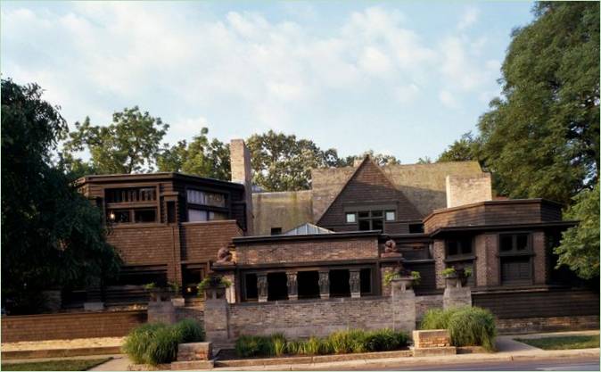 L'esterno della casa studio dell'architetto Frank Lloyd Wright