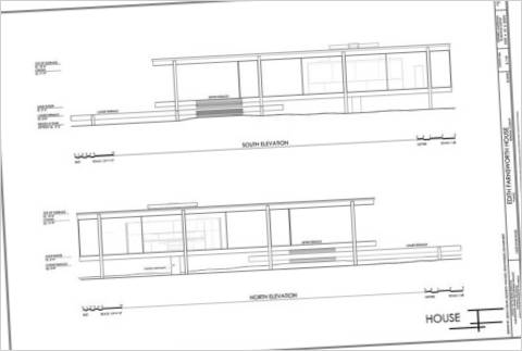 Schema planimetrico della casa di vetro di Fransworth