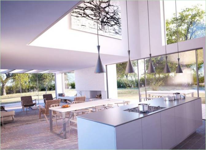 Interno della cucina di una casa estiva ai margini del parco nazionale nell'Hampshire