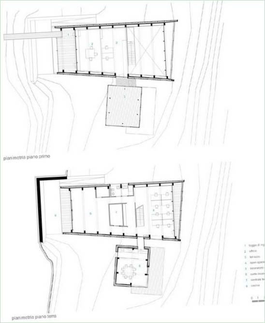 Disegno di una casa sperimentale in Italia