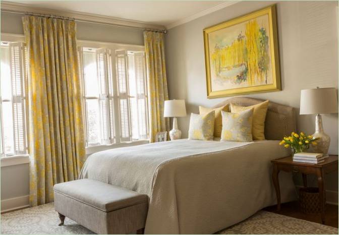 Interni morbidi della casa americana - design della camera da letto Interni di una villa americana - design di una camera da letto