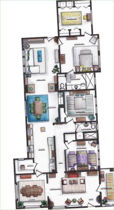 Una villa negli Stati Uniti con interni morbidi Interni di una villa americana - piano casa