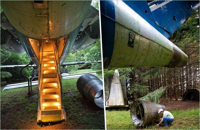 Il caratteristico design degli interni di Bruce Campbell ricavato da scafi di Boeing 747 dismessi