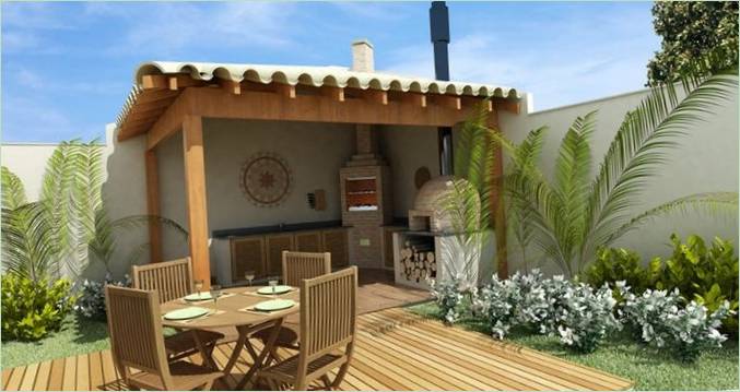Un pavimento in legno per la zona barbecue. Foto: idee per la decorazione della stanza