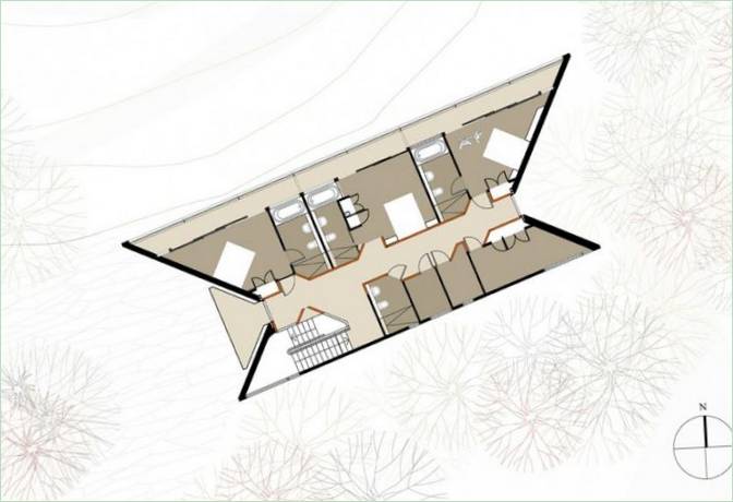 Interno di una casa moderna Cloudy Bay Shack in Nuova Zelanda