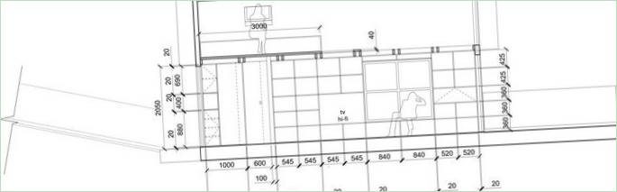 Schema planimetrico di una casa galleggiante