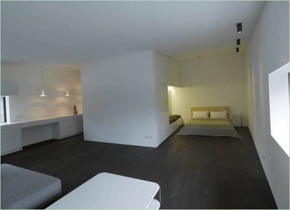 Design degli interni della camera da letto della residenza modulare Haus M