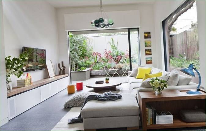 Design degli interni del soggiorno di una casa di campagna in Australia