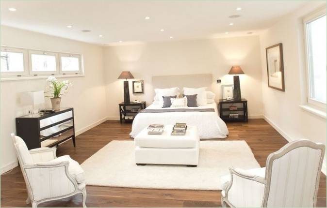 Progettazione degli interni di una camera da letto in una residenza di Glengham Road in Inghilterra