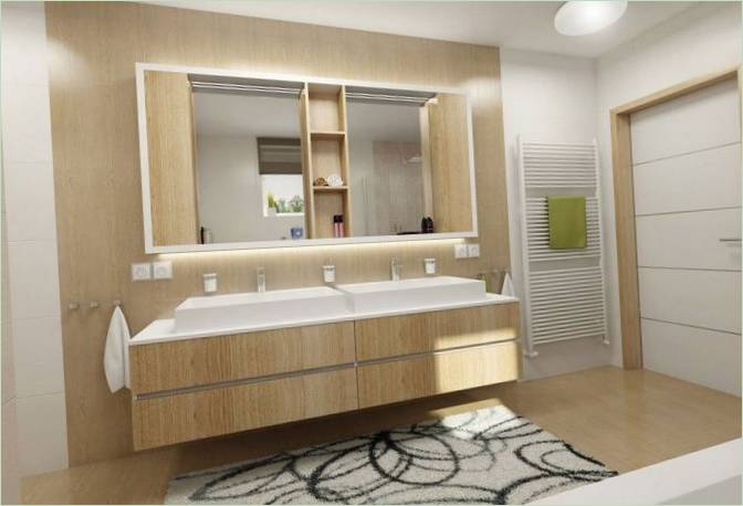 Design del lavandino del bagno in una casa di campagna in Repubblica Ceca