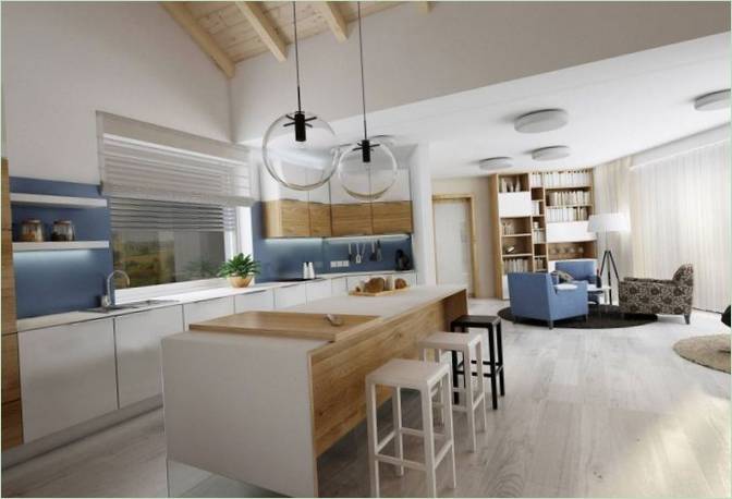 Progettazione degli interni di una cucina in una casa di campagna in Repubblica Ceca