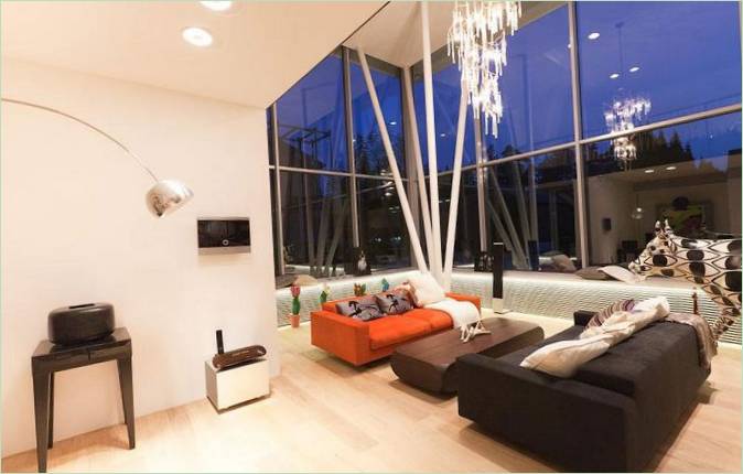 Design degli interni del soggiorno della Casa N a Roma