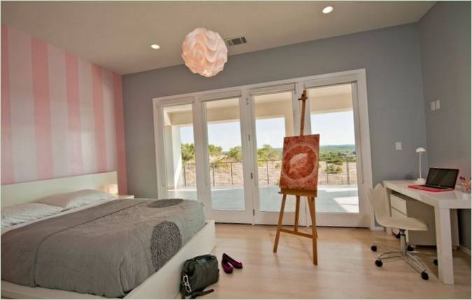 La camera da letto della casa di campagna Texas Home negli USA