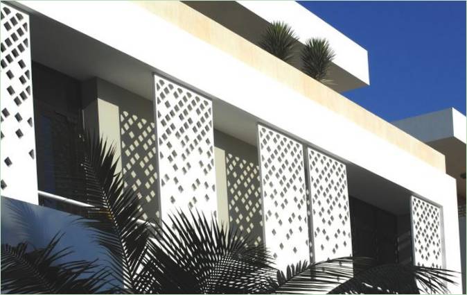 Rivestimento esterno della facciata di 4 case progetto