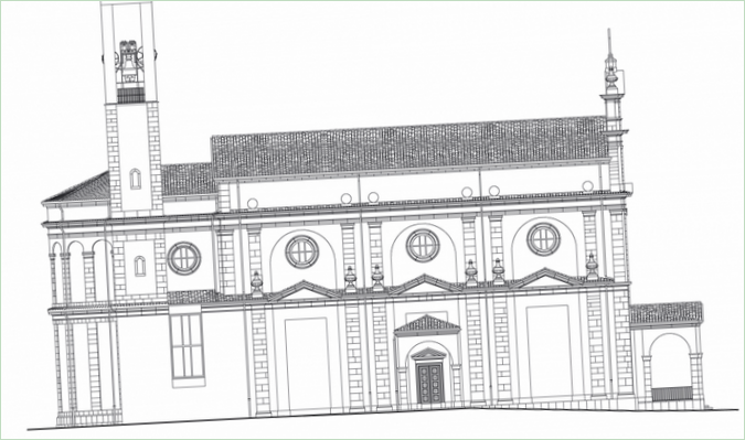 Schema della facciata della chiesa di Botta
