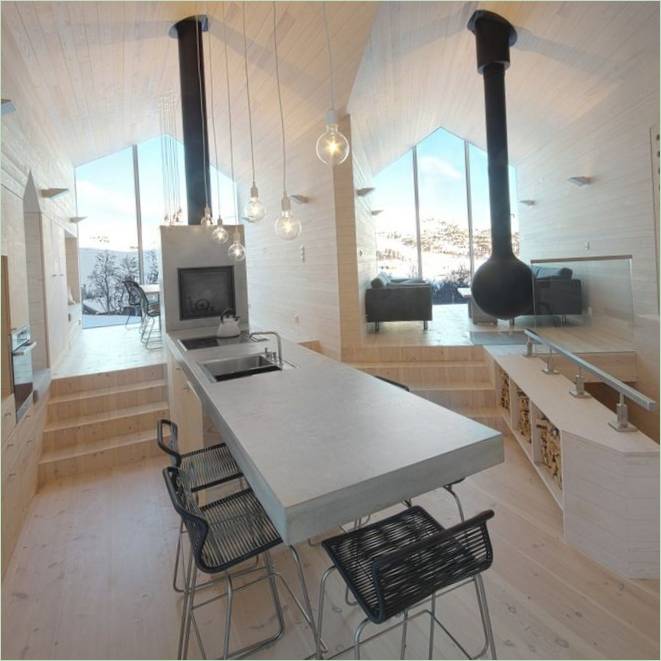 Design degli interni della casa vacanze Mountain Lodge in Norvegia