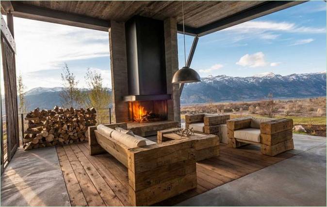 Design degli interni di una casa di campagna nel Wyoming, USA