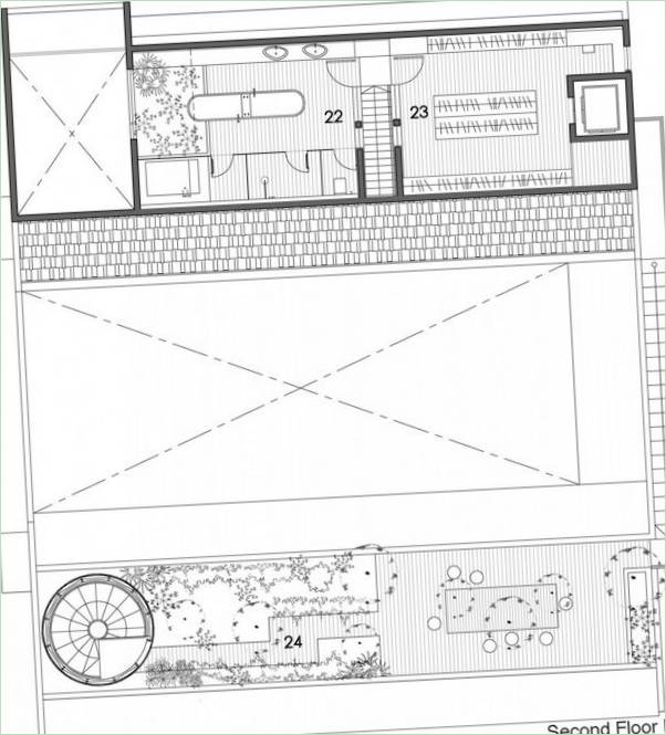 Interno della Courtyard House a tre piani di Formwerkz a Singapore