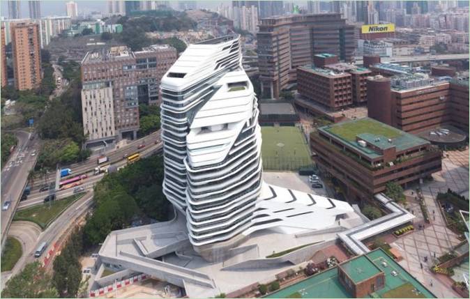 La torre dell'innovazione del Jockey Club a Hong Kong