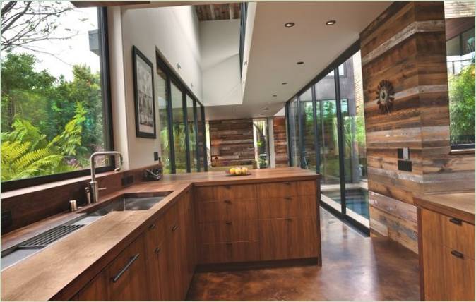 Progettazione degli interni dell'area cucina del Wanaka Residence in Nuova Zelanda