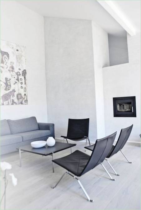 Interior design in bianco e nero per un soggiorno
