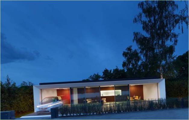 Foto di una casa colonica con garage del futuro