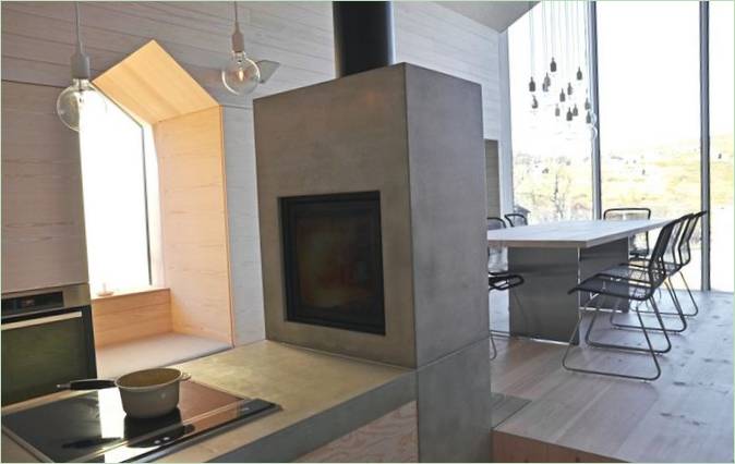 Design degli interni della cucina di Mountain Lodge in Norvegia